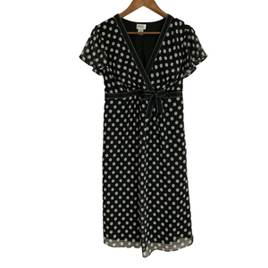 Maternity Motherhood Black & White Polka Dotted Chiffon Dress Size Large